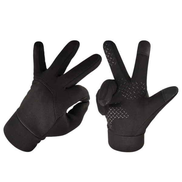 Winter Men Gloves Touch Screen Windproof Waterproof Brushed Gloves For Outdoor Sports Activities Skiing Black L - Image 4