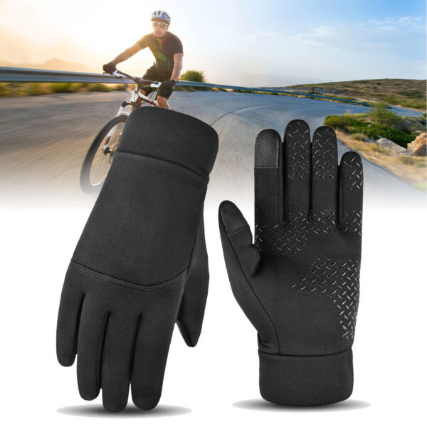 Winter Men Gloves Touch Screen Windproof Waterproof Brushed Gloves For Outdoor Sports Activities Skiing Black L - Image 2